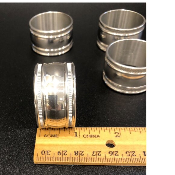 Royal Selangor Pewter Napkin Rings With Wood Storage Box Set of 4 - Picture 11 of 14